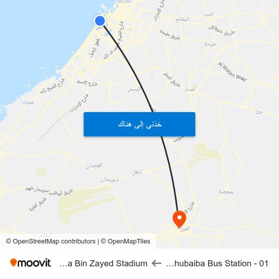 Al Ghubaiba Bus Station - 01 to Hazza Bin Zayed Stadium map