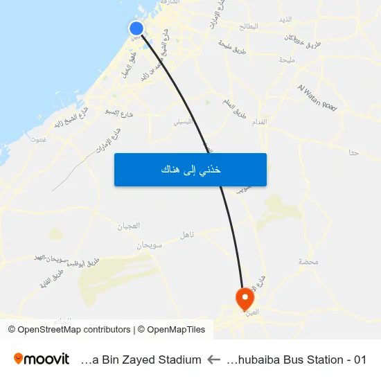 Al Ghubaiba Bus Station - 01 to Hazza Bin Zayed Stadium map