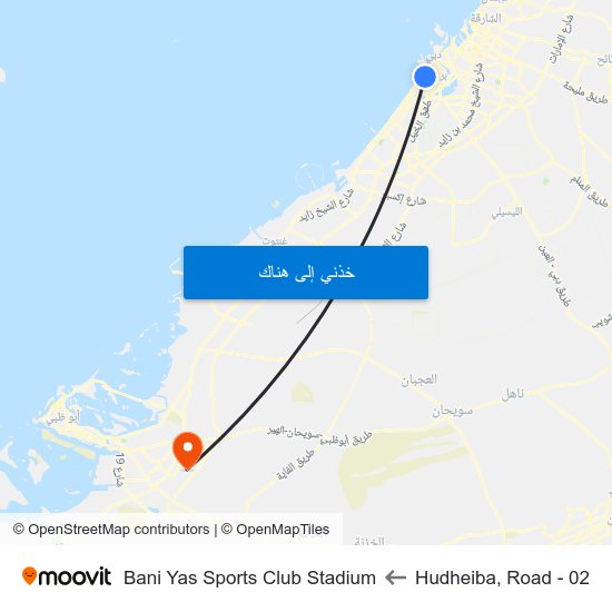 Hudheiba, Road - 02 to Bani Yas Sports Club Stadium map