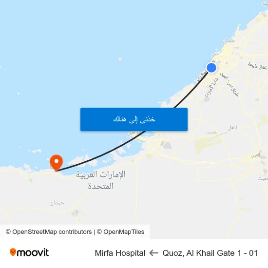 Quoz, Al Khail Gate 1 - 01 to Mirfa Hospital map