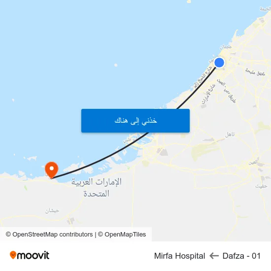 Dafza - 01 to Mirfa Hospital map