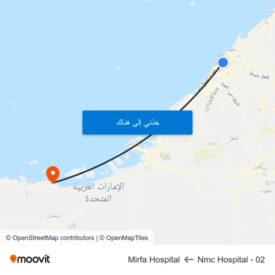 Nmc Hospital - 02 to Mirfa Hospital map