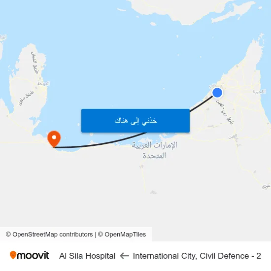 International City, Civil Defence - 2 to Al Sila Hospital map
