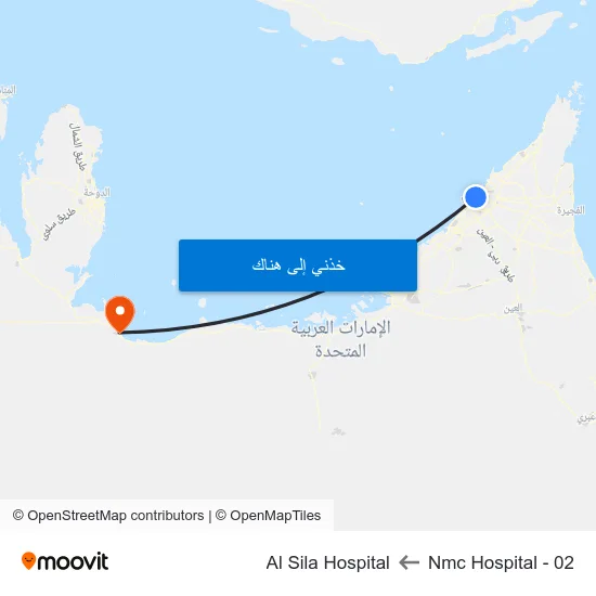 Nmc Hospital - 02 to Al Sila Hospital map