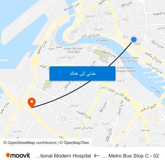 Union Metro Bus Stop C - 02 to International Modern Hospital map