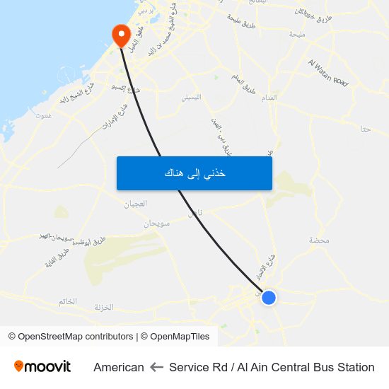 Service Rd  / Al Ain Central Bus Station to American map