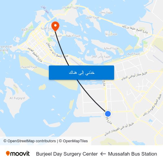 Mussafah Bus Station to Burjeel Day Surgery Center map