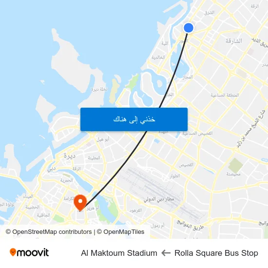 Rolla Square Bus Stop to Al Maktoum Stadium map