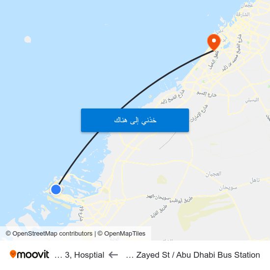 Sultan Bin Zayed St / Abu Dhabi Bus Station to Zone 3, Hosptial map