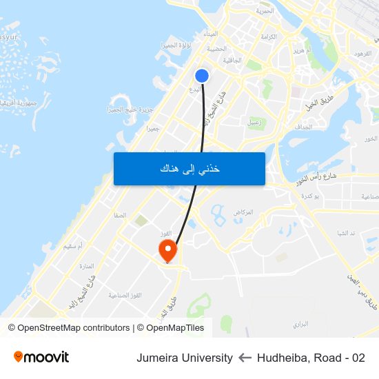 Hudheiba, Road - 02 to Jumeira University map