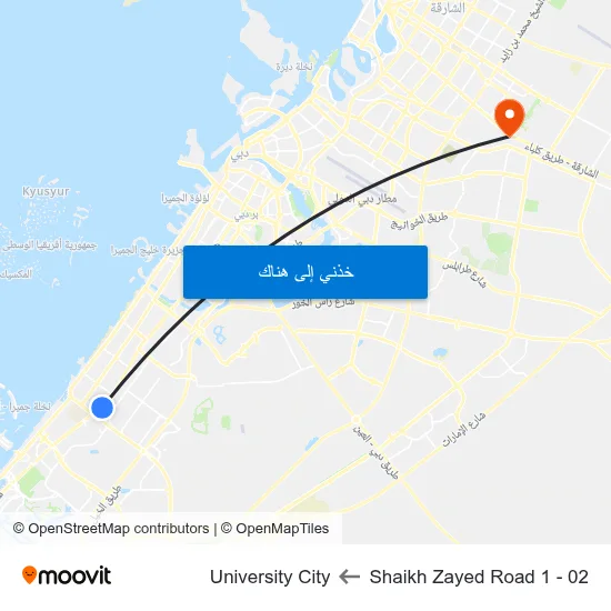 Shaikh Zayed  Road 1 - 02 to University City map