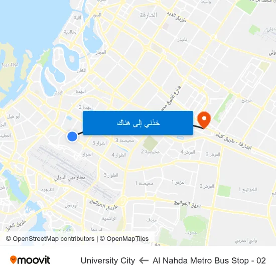 Al Nahda Metro Bus Stop - 02 to University City map