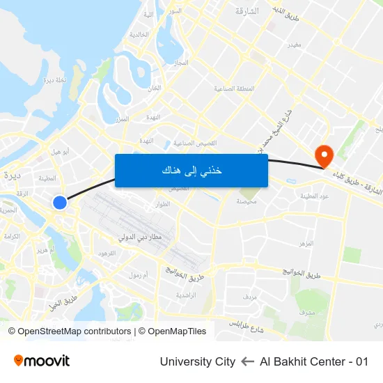 Al Bakhit Center - 01 to University City map
