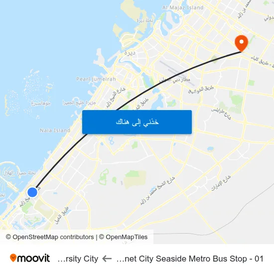 Dubai Internet City Seaside Metro Bus Stop - 01 to University City map