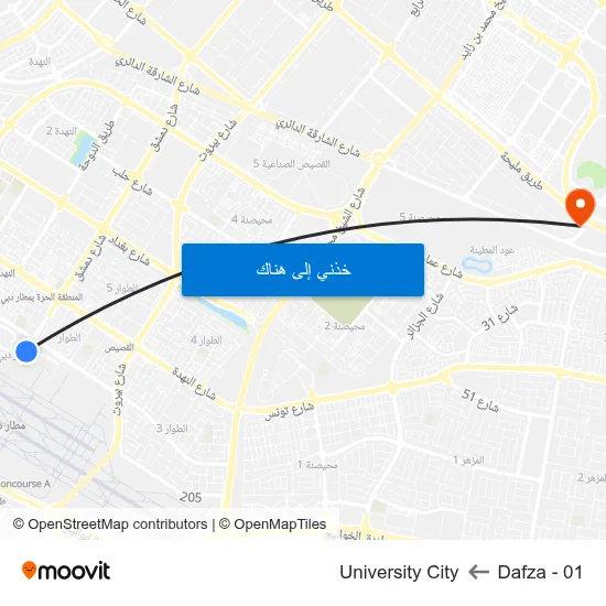 Dafza - 01 to University City map