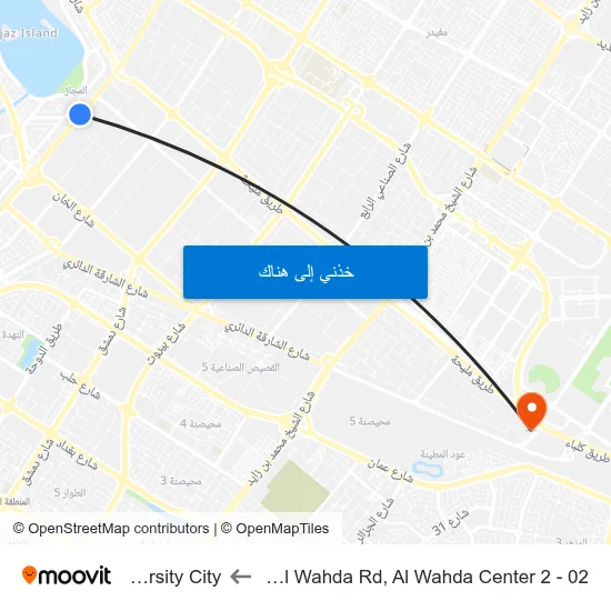 Sharjah, Al Wahda Rd, Al Wahda Center 2 - 02 to University City map