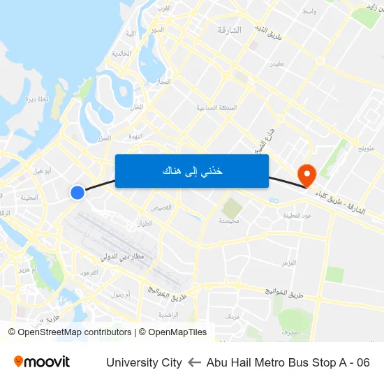 Abu Hail Metro Bus Stop A - 06 to University City map