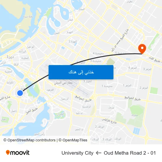 Oud Metha Road 2 - 01 to University City map