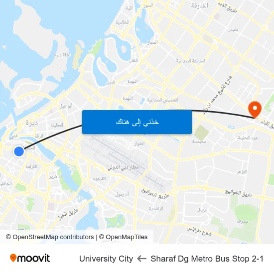 Sharaf Dg Metro Bus Stop 2-1 to University City map