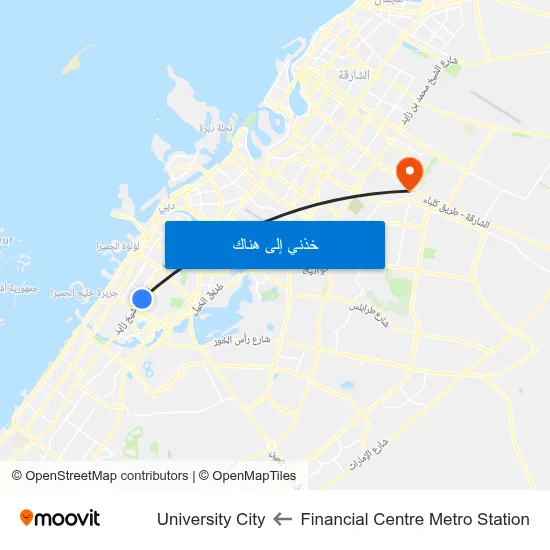 Financial Centre Metro Station to University City map