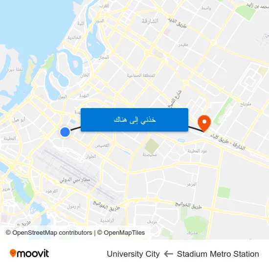 Stadium Metro Station to University City map