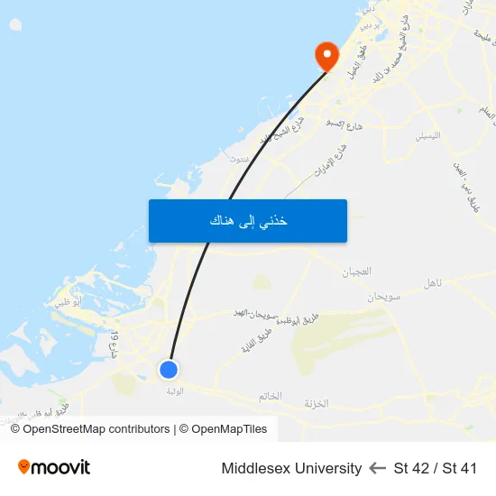 St 42 / St 41 to Middlesex University map