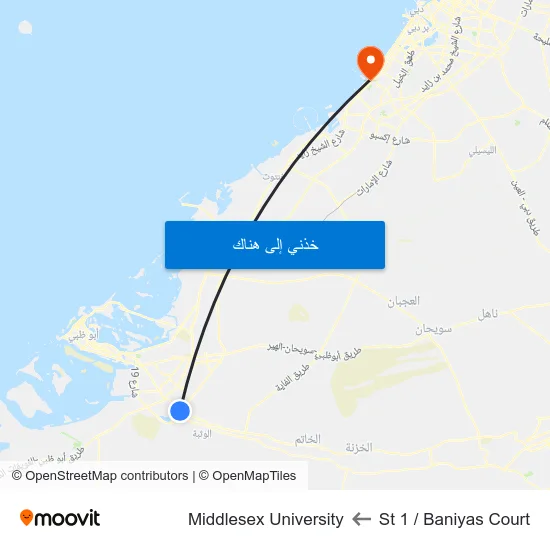 St 1 / Baniyas Court to Middlesex University map