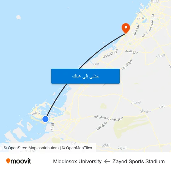 Zayed Sports Stadium to Middlesex University map