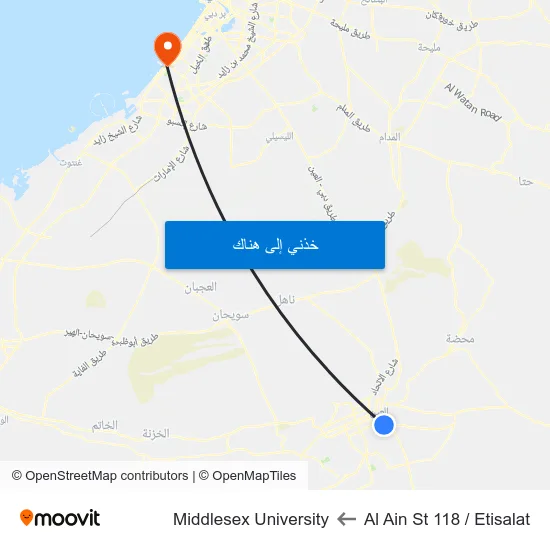 Al Ain St 118 / Etisalat to Middlesex University map