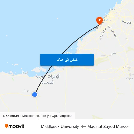 Madinat Zayed Muroor to Middlesex University map