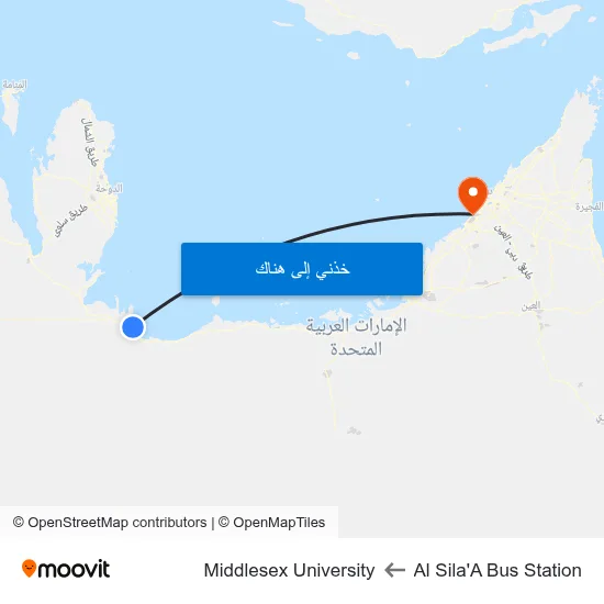 Al Sila'A Bus Station to Middlesex University map