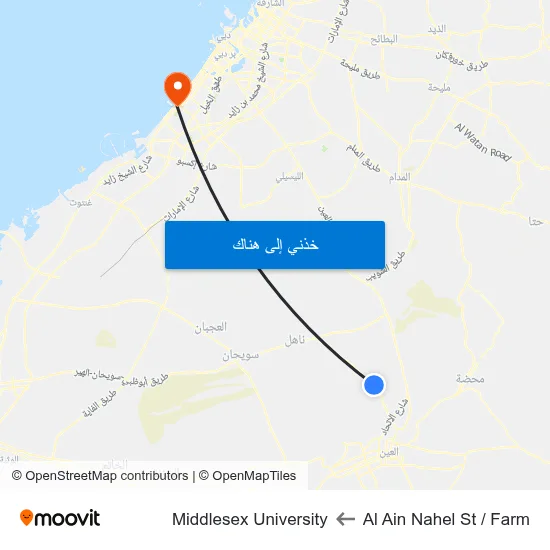 Al Ain  Nahel St  / Farm to Middlesex University map