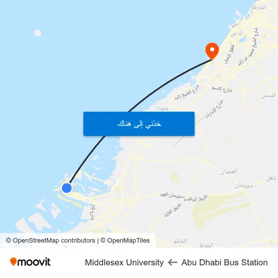 Abu Dhabi Bus Station to Middlesex University map