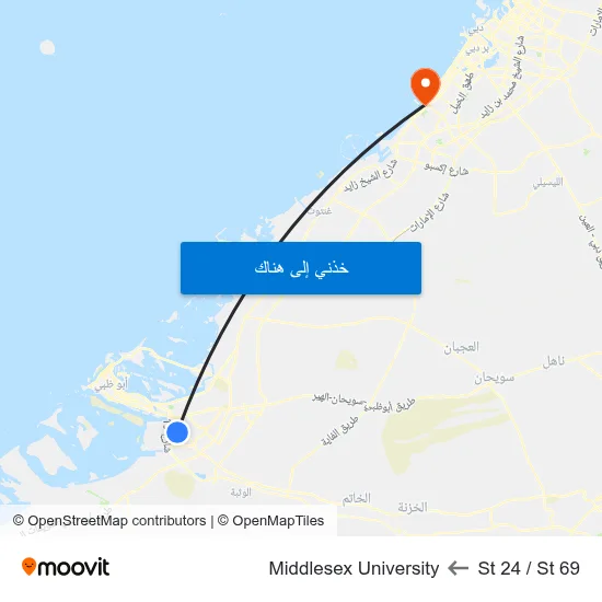 St 24 / St 69 to Middlesex University map