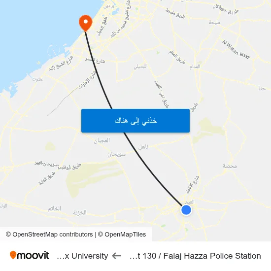 Zayed Al Awwal St 130 / Falaj Hazza Police Station to Middlesex University map