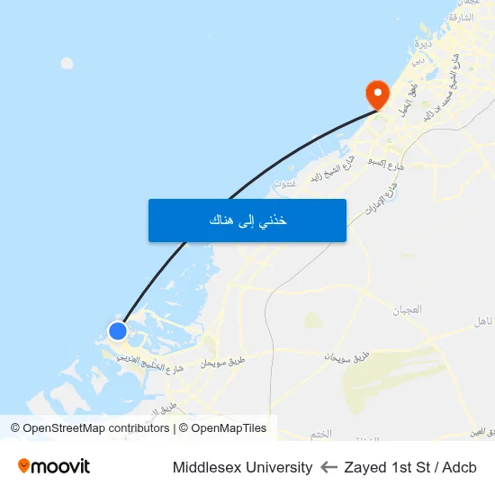 Zayed 1st St / Adcb to Middlesex University map