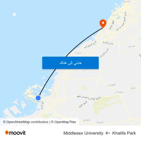 Khalifa Park to Middlesex University map