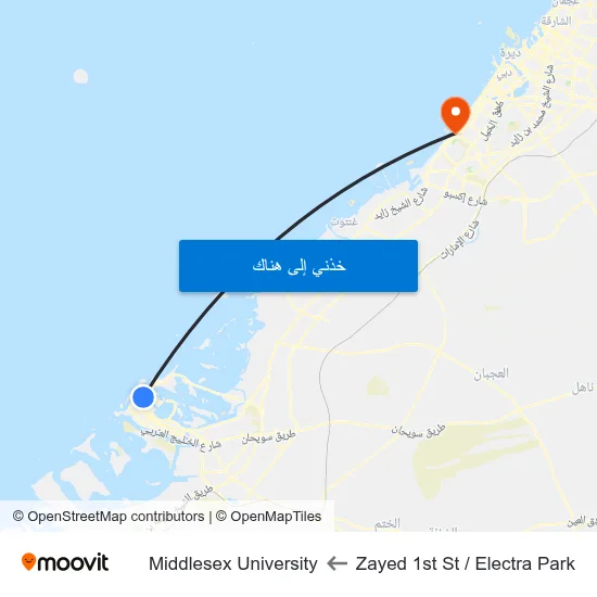 Zayed 1st St / Electra Park to Middlesex University map