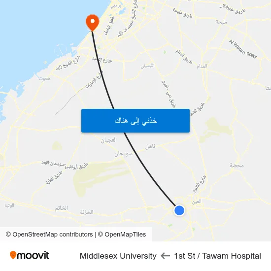 1st St  / Tawam Hospital to Middlesex University map