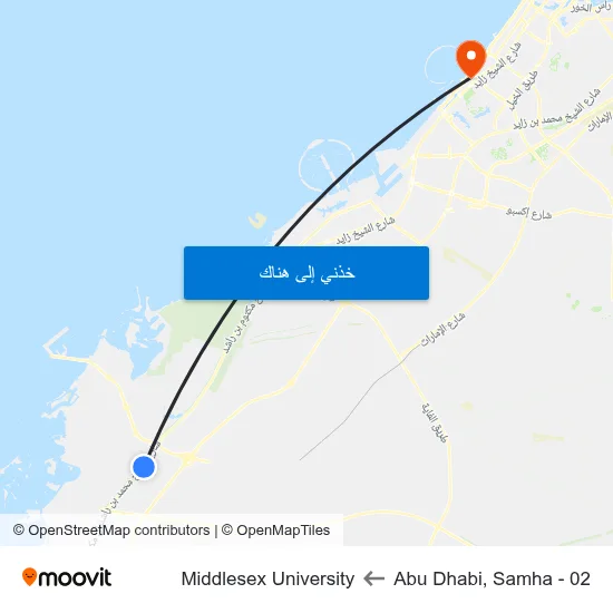 Abu Dhabi, Samha - 02 to Middlesex University map