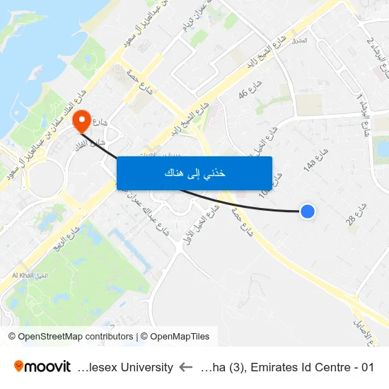 Al Barsha (3),  Emirates Id Centre - 01 to Middlesex University map
