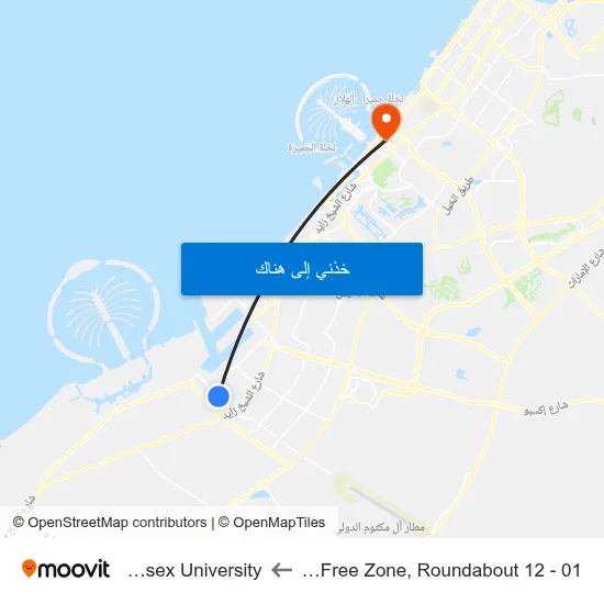 Jebel Ali Free Zone, Roundabout 12 - 01 to Middlesex University map