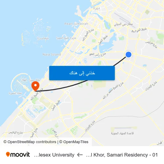 Ras Al Khor, Samari Residency - 01 to Middlesex University map