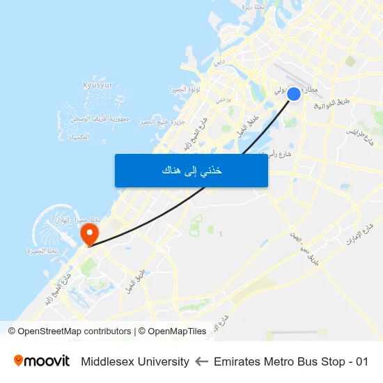 Emirates Metro Bus Stop - 01 to Middlesex University map