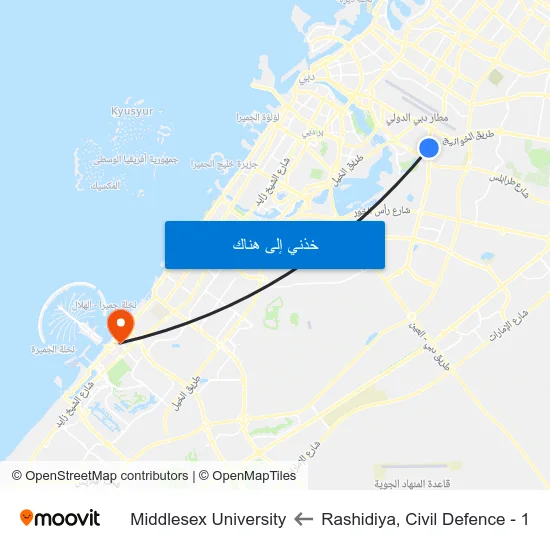Rashidiya, Civil Defence - 1 to Middlesex University map