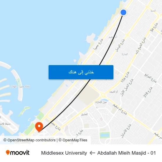 Abdallah Mleih Masjid - 01 to Middlesex University map