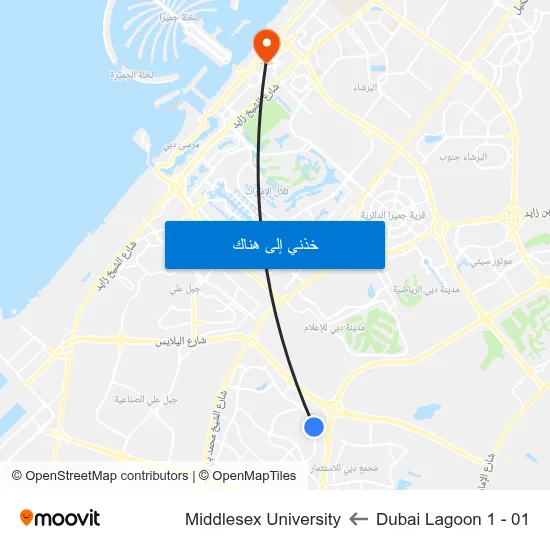 Dubai Lagoon 1 - 01 to Middlesex University map