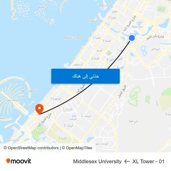 XL Tower - 01 to Middlesex University map