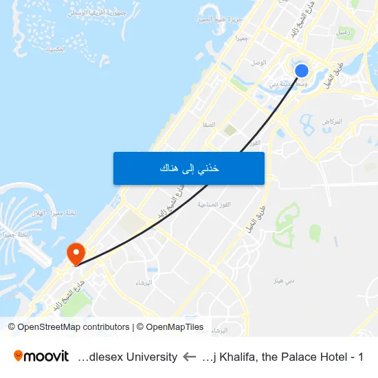 Burj Khalifa, the Palace Hotel - 1 to Middlesex University map