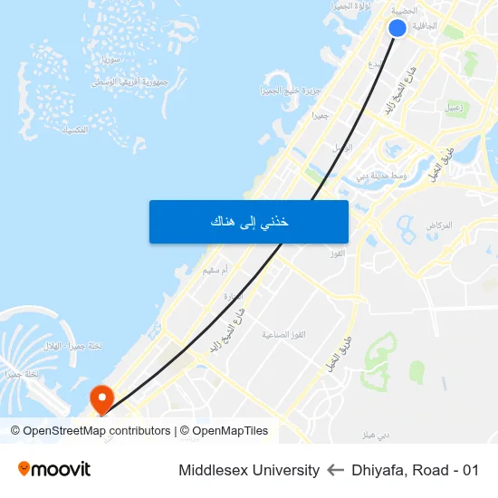 Dhiyafa, Road - 01 to Middlesex University map
